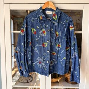 Vintage Floral Embroidered Denim Jacket